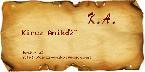 Kircz Anikó névjegykártya